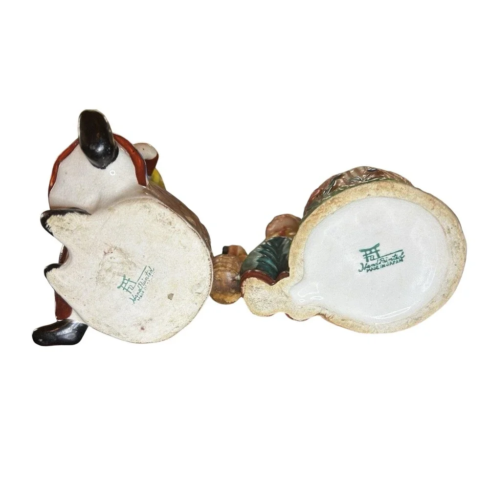 Vintage Dutch Boy & Girl Tulips figurines Toothpick Holder Torii Made‎ In Japan